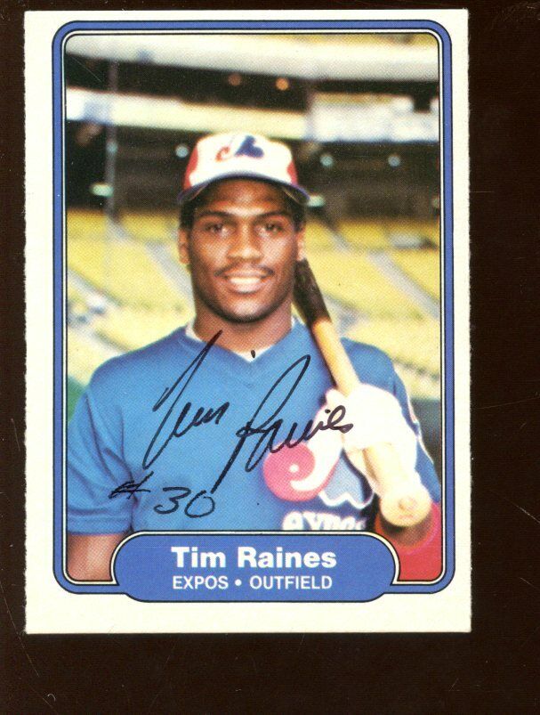 1982 Fleer Baseball Card #202 Tim Raines Autographed NRMT