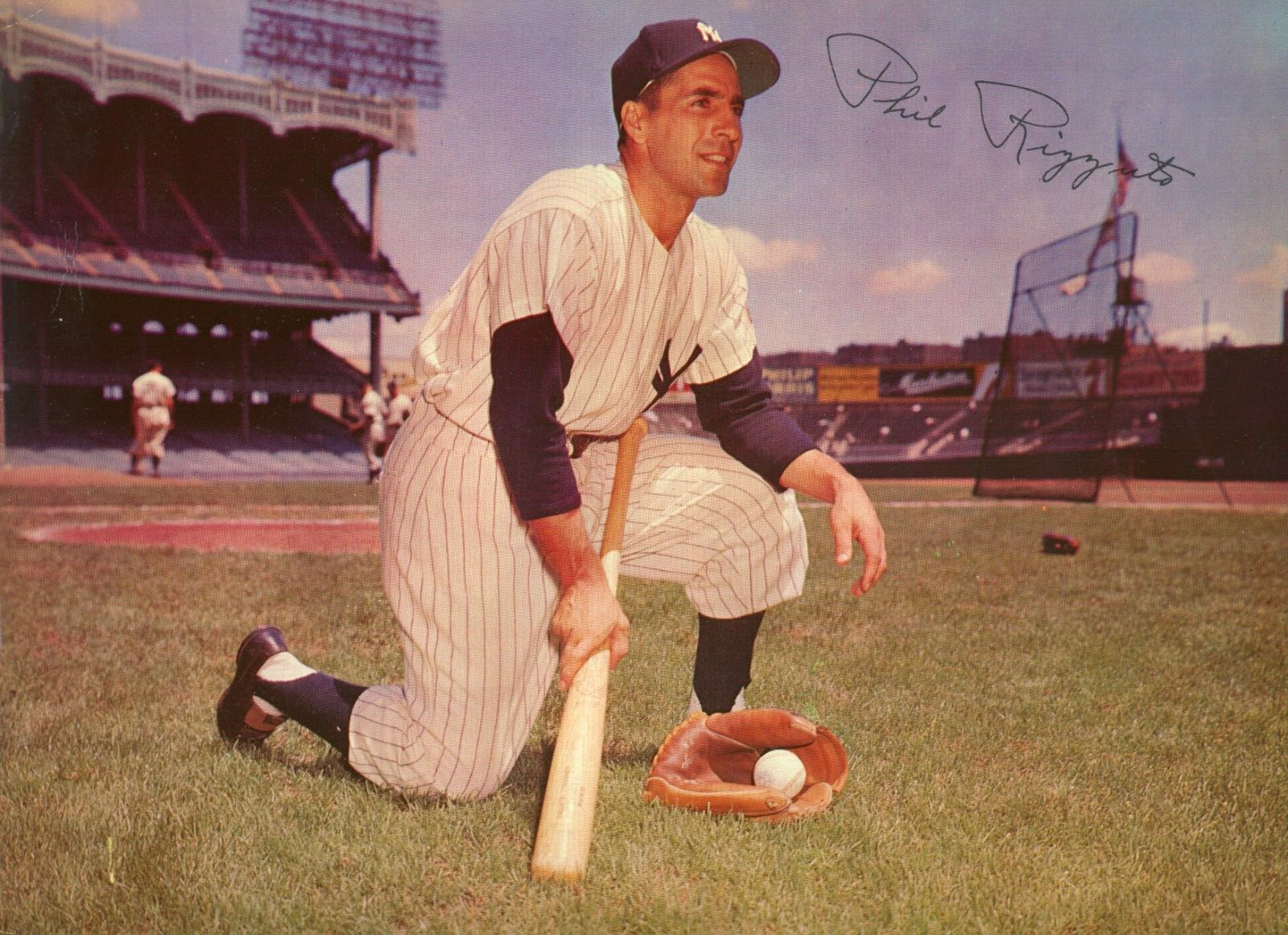 1952-55 Dormand Phil Rizzuto New York Yankees Baseball Post Card VG+ 9x12 inch