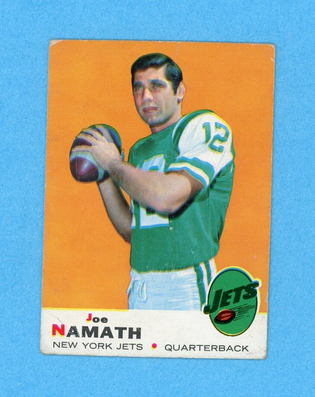 1969 Topps #100 Joe Namath New York Jets Football Card Low Grade