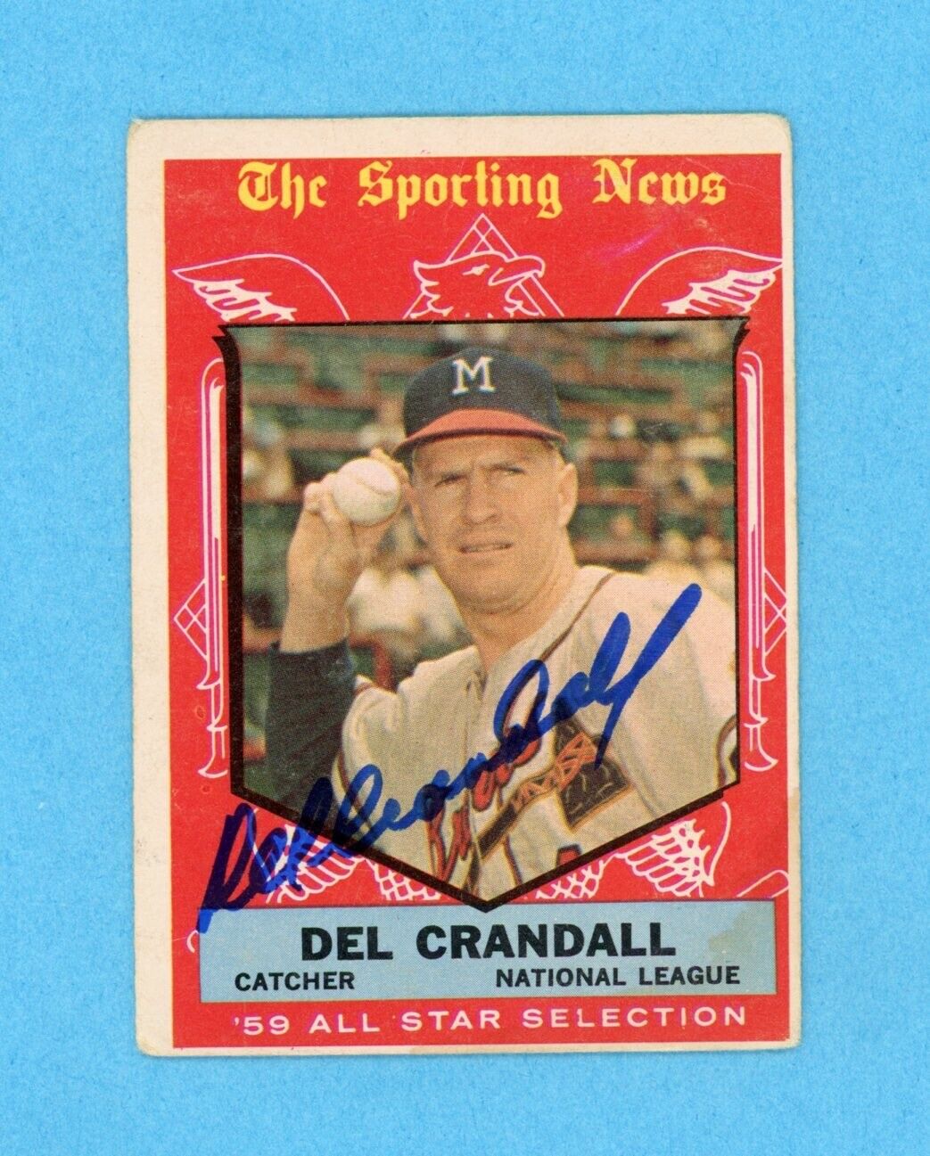 Del Crandall Signed 1959 Topps TSN All Star Card #567 • Auto with B&E Hologram