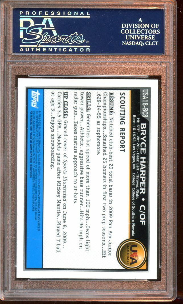 2010 Bowman Chrome Baseball Card #BC8 Bryce Harper Rookie PSA 8 NM/MT