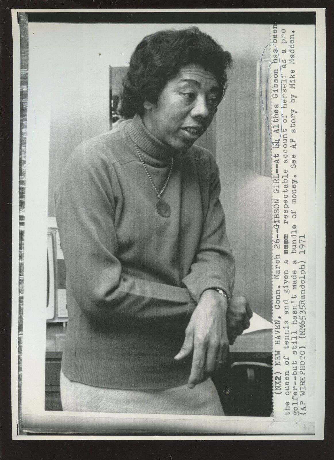 Original March 26 1971 Althea Gibson Tennis Legend at 44 Wire Photo