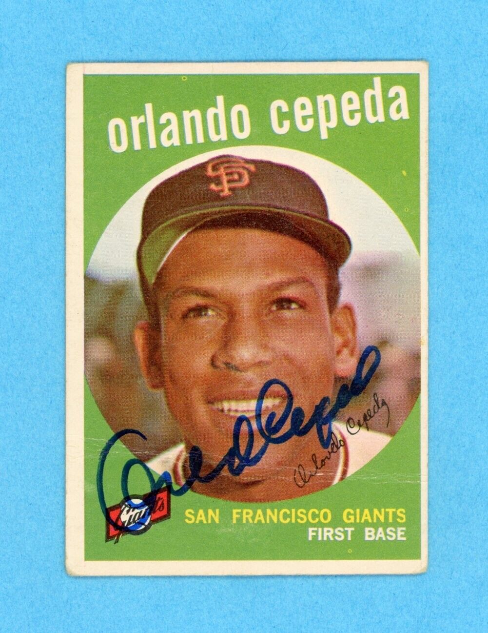 Orlando Cepeda Signed 1959 Topps Card #390 • Auto with B&E Hologram