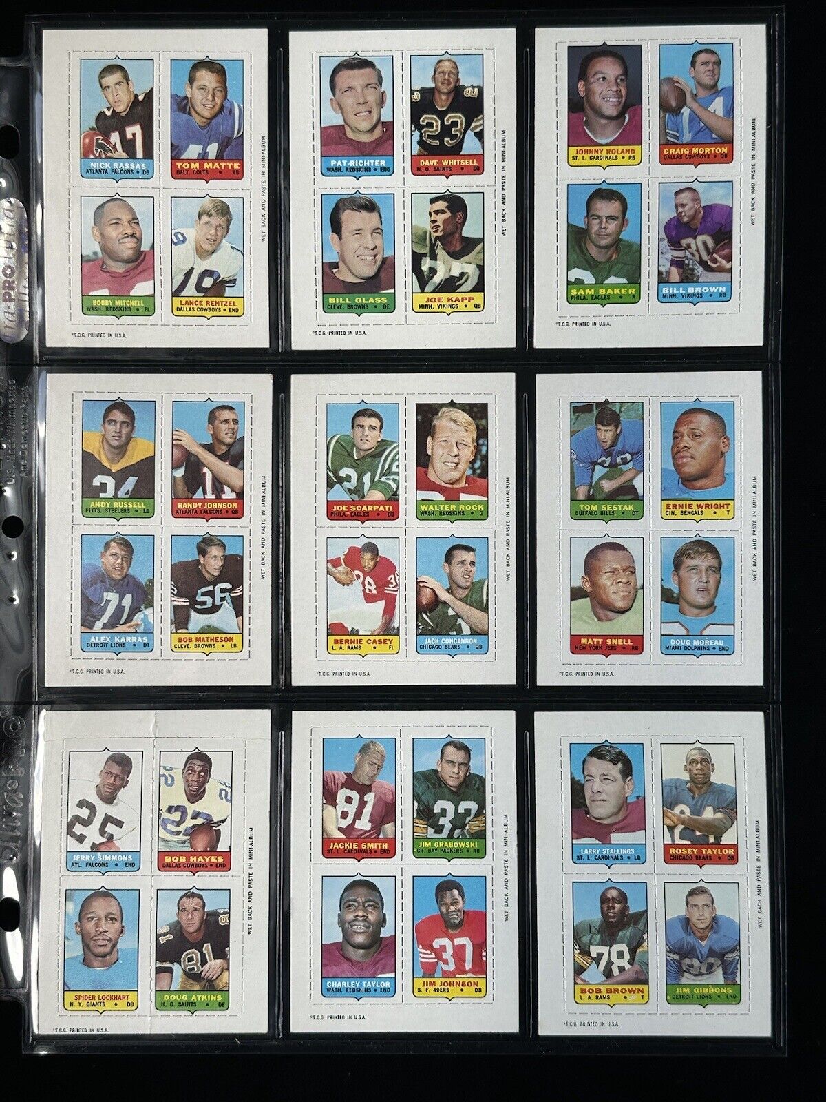 1969 Topps Football 4 in 1 Complete Set of 66 - Overall NM (a few lesser)