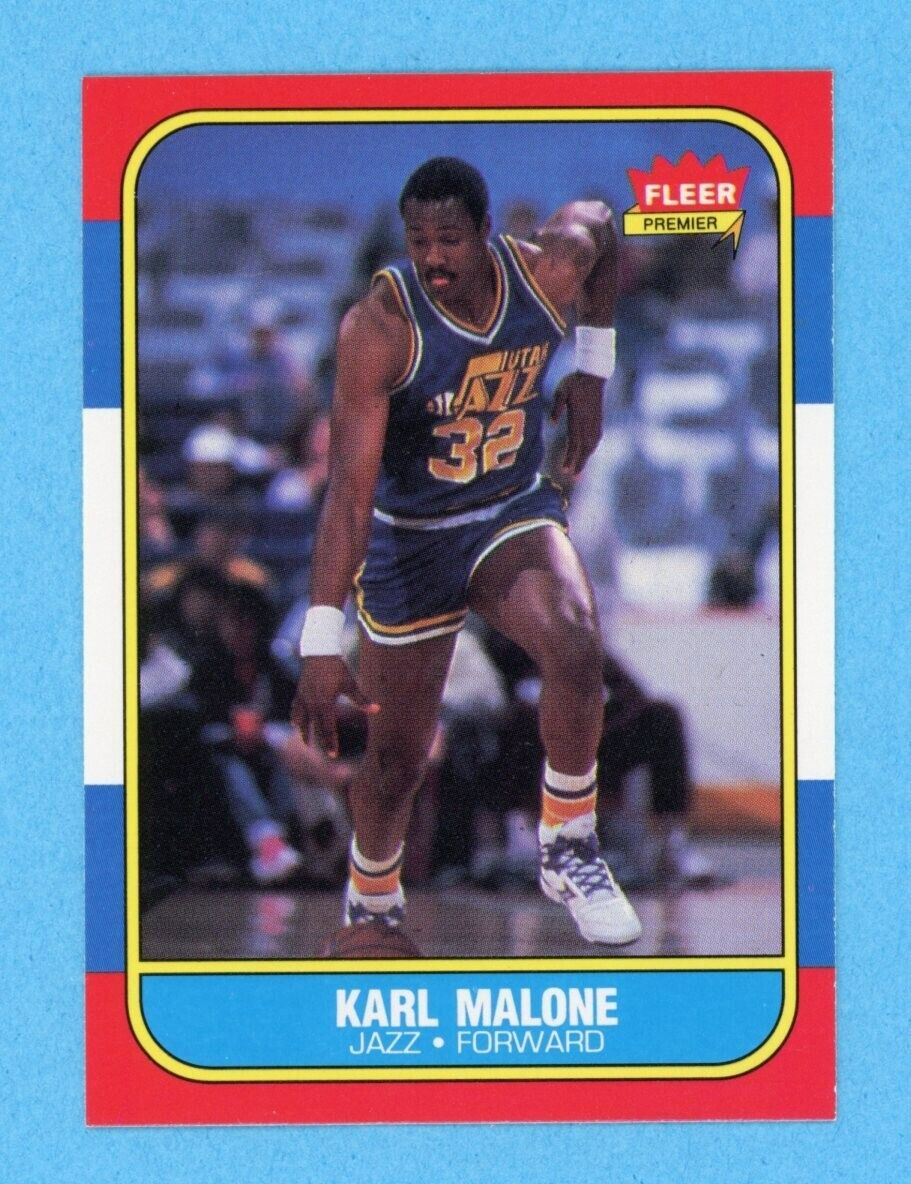 1986-87 Fleer #68 Karl Malone Utah Jazz Rookie Basketball Card NM