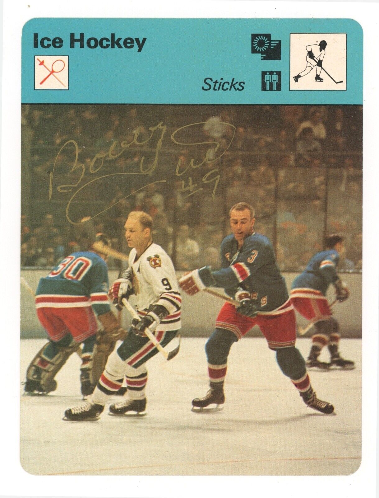 Bobby Hull #9 SIGNED 1978 Sportscaster Blackhawks Card w/ B&E Hologram