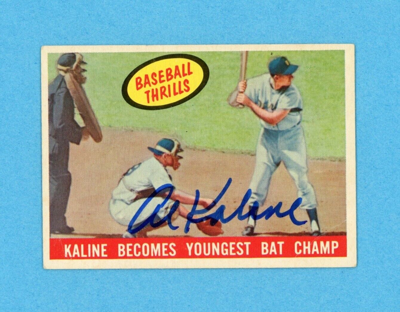 Al Kaline Signed 1959 Topps Card #463 Youngest Batting Champ Auto w B&E Hologram