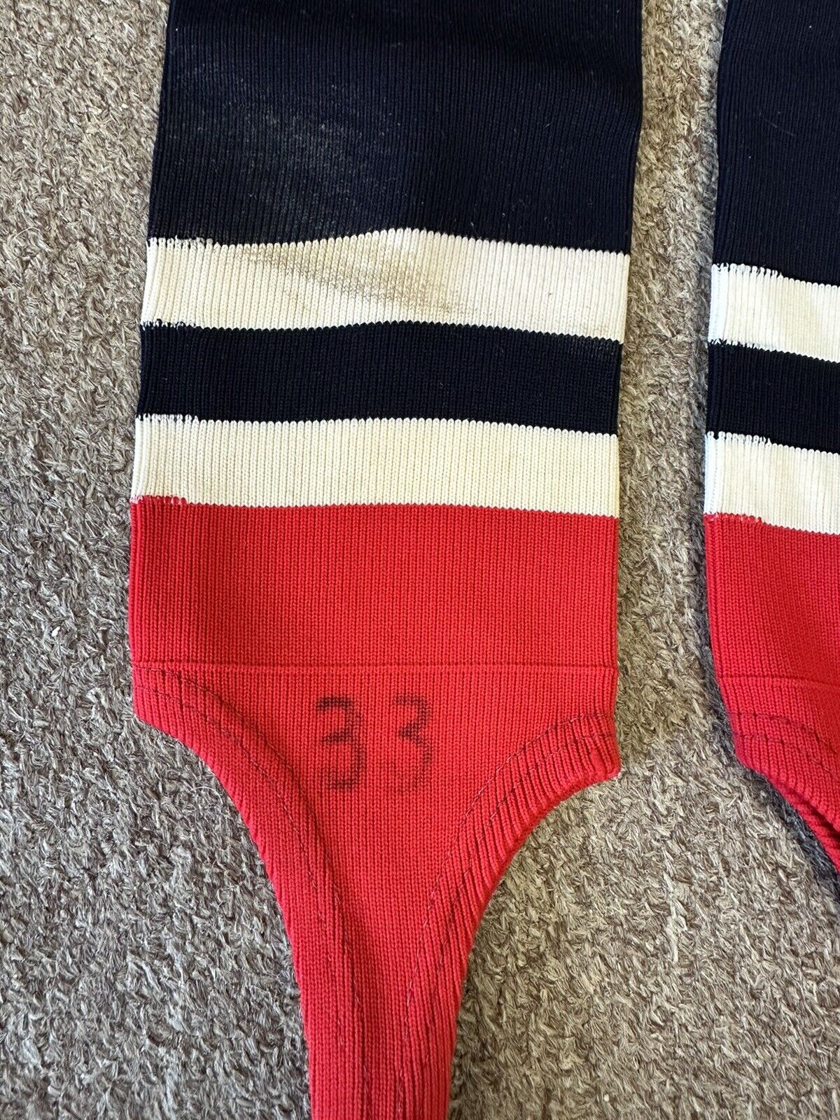 1970’s Boston Red Sox MLB Game Used Nylon Baseball Socks / Stirrups #33