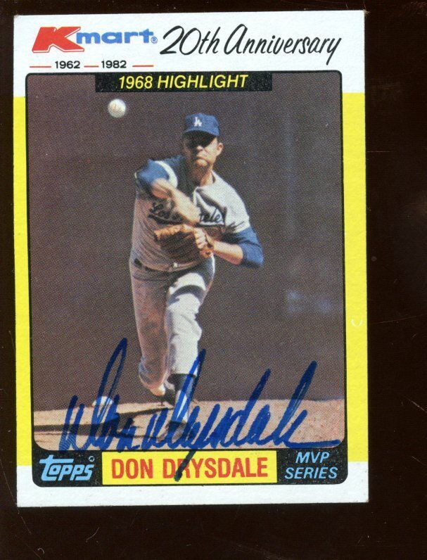 1982 Topps KMart Baseball Card #42 Don Drysdale Autographed EXMT