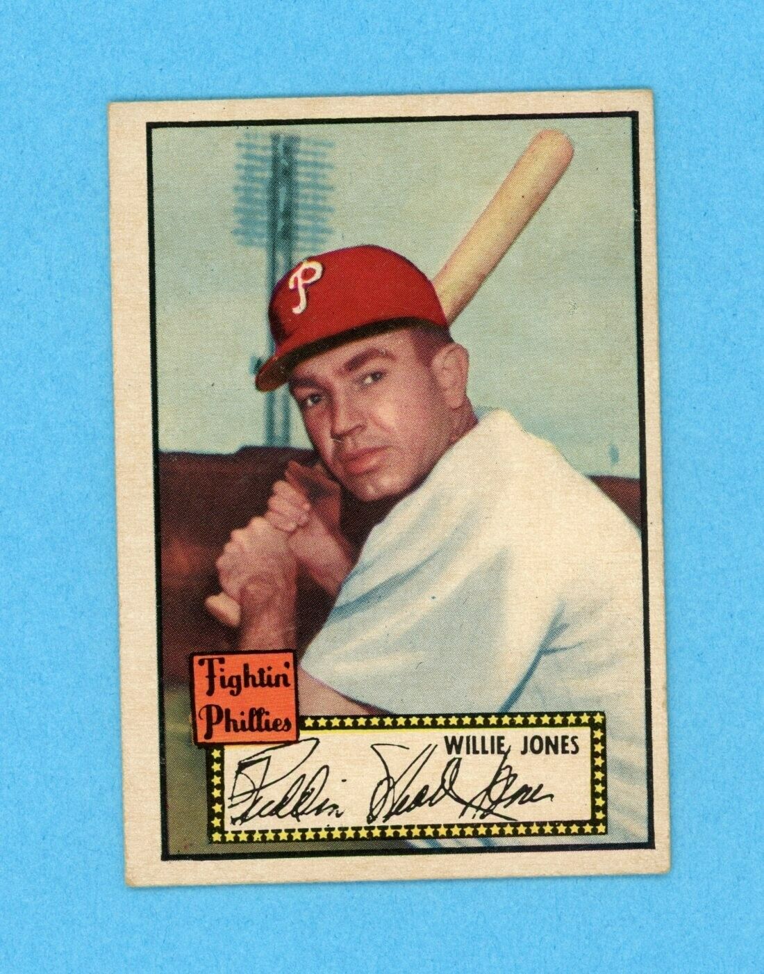 1952 Topps #47 Willie Jones Phila Phillies Baseball Card Ex/Ex+ ap brc tra scr