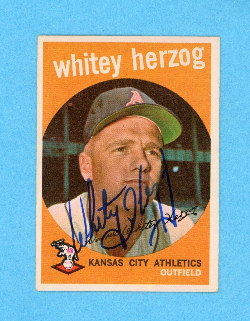 Whitey Herzog Signed 1959 Topps Card #392 • Auto with B&E Hologram