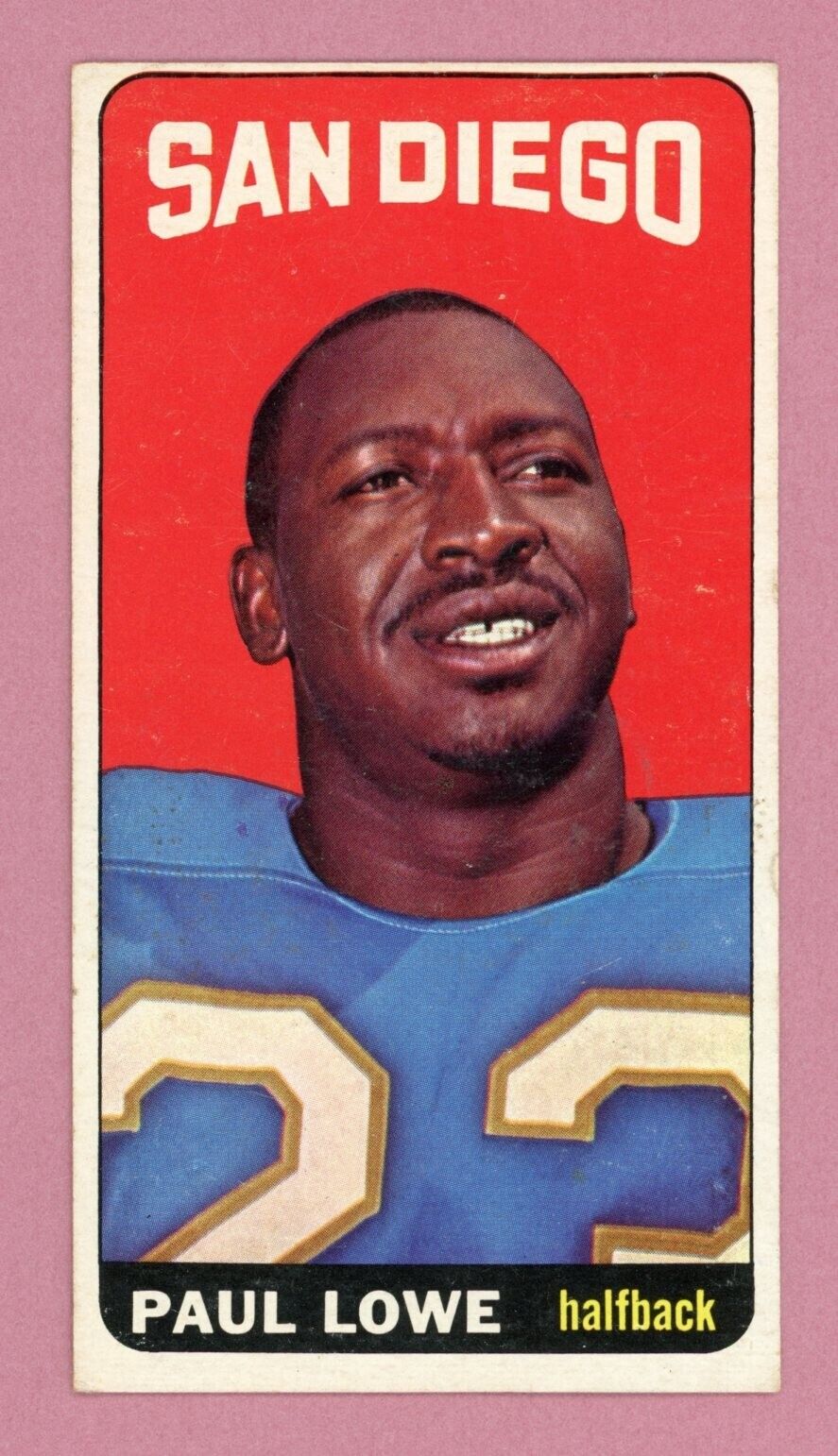 1965 Topps #166 Paul Lowe San Diego Chargers Short Print Football Card V/E s/w