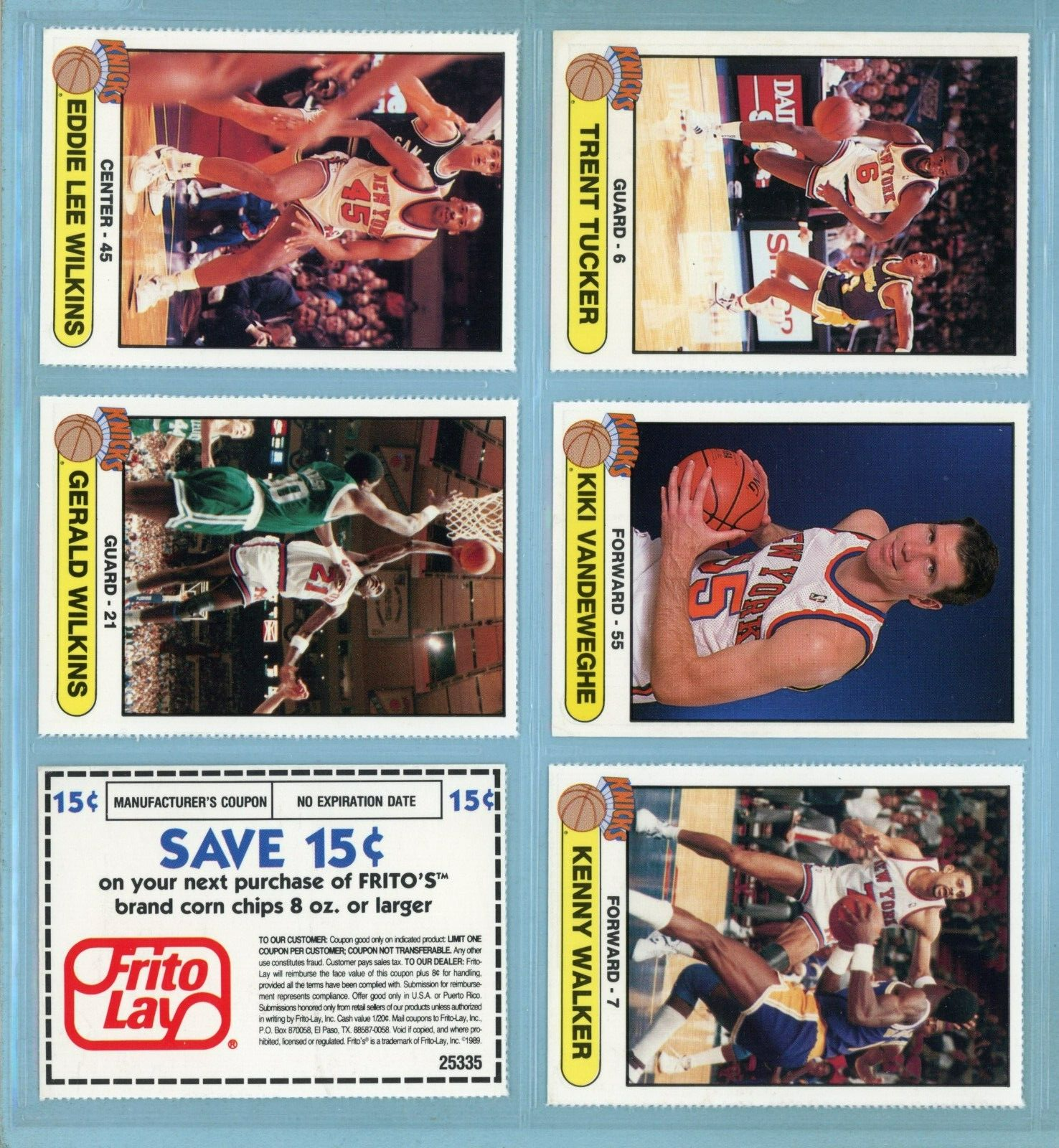 1988-89 Frito Lay New York Knicks Set of 15 Basketball Cards Ex/Mt