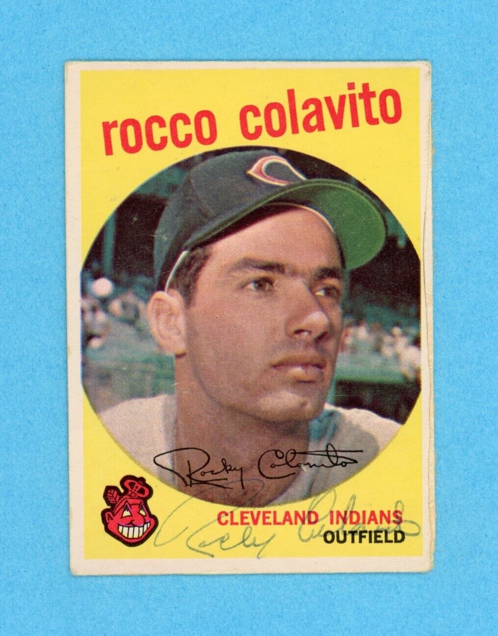 Rocky Colavito Signed 1959 Topps Card #420 • Auto with B&E Hologram