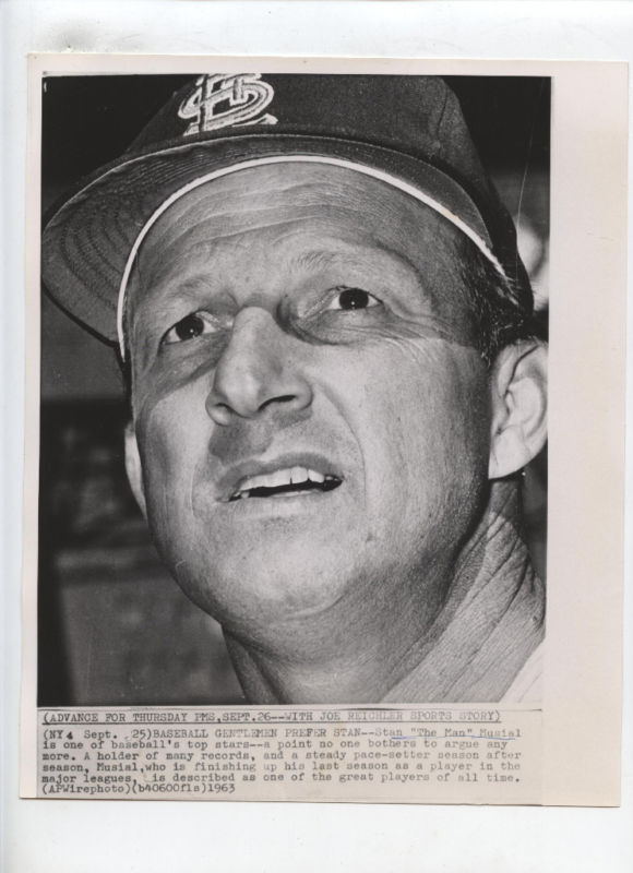 Original 1963 Stan Musial Last Season Wire Photo