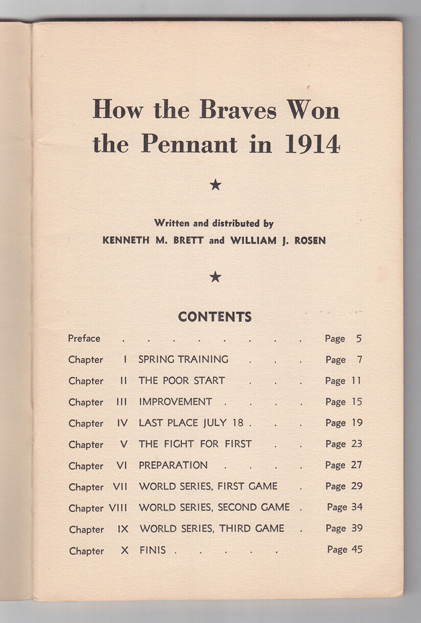 Vintage 1938 Book - How the Braves Won The Pennant in 1914