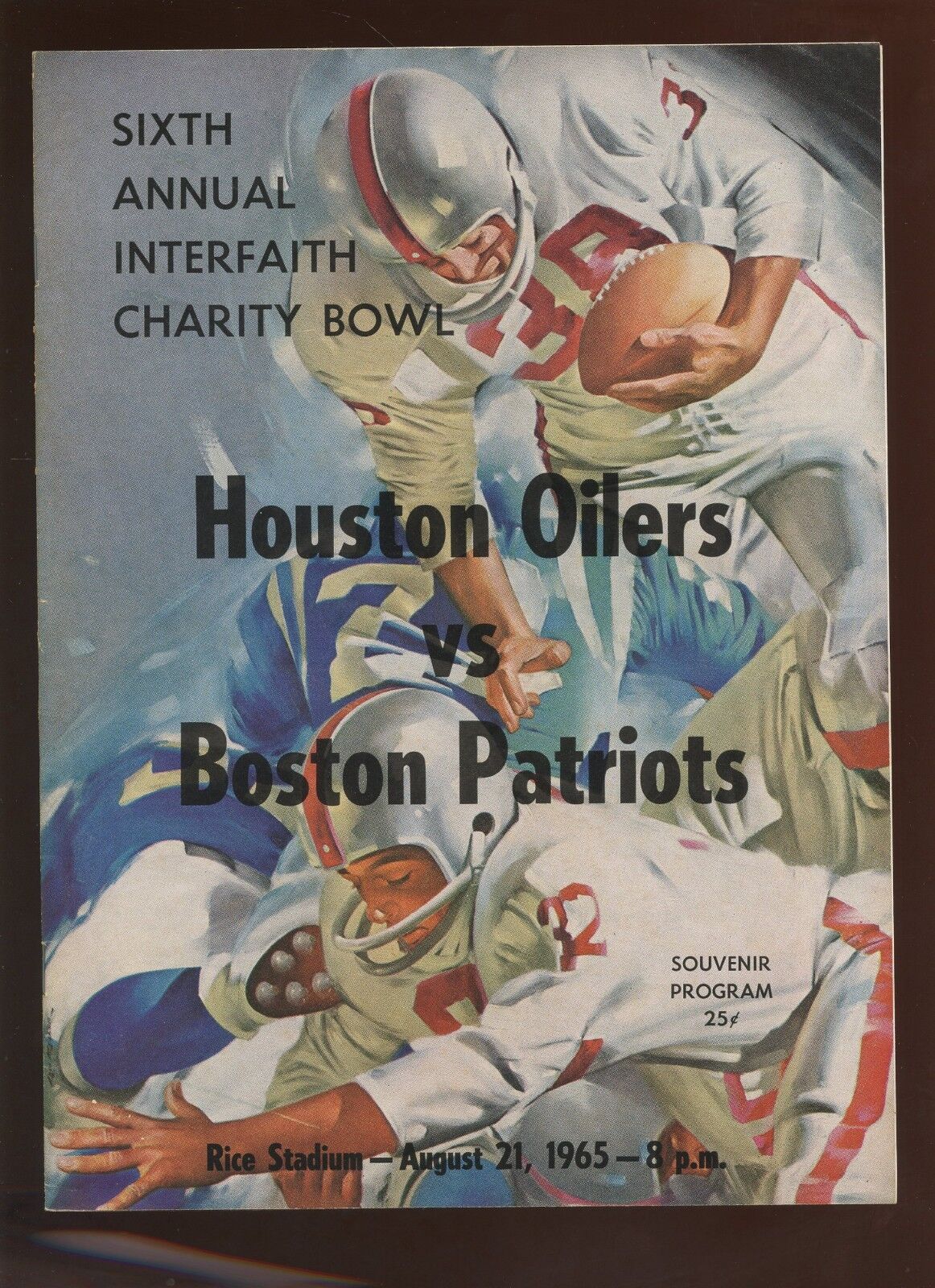 August 21 1965 AFL Program Boston Patriots at Houston Oilers EXMT