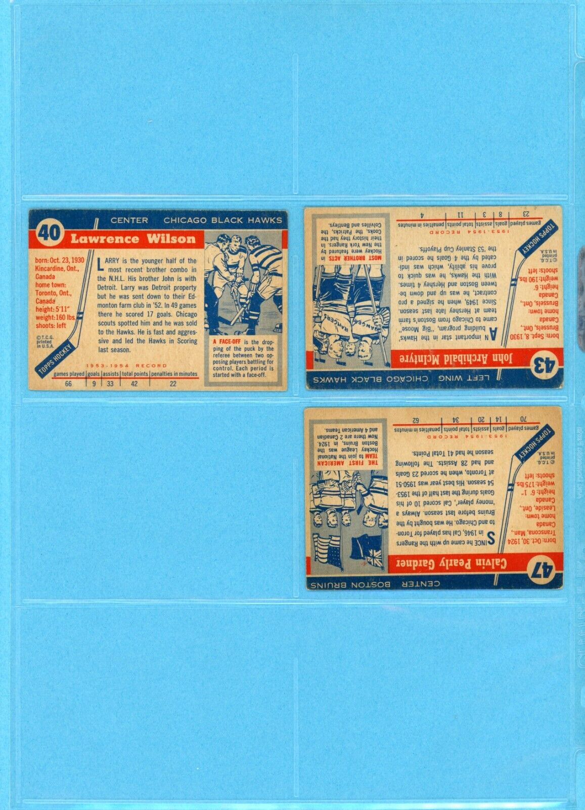 1954-55 Topps Starter Set Lot of 11 Different Hockey Cards Vg/Ex