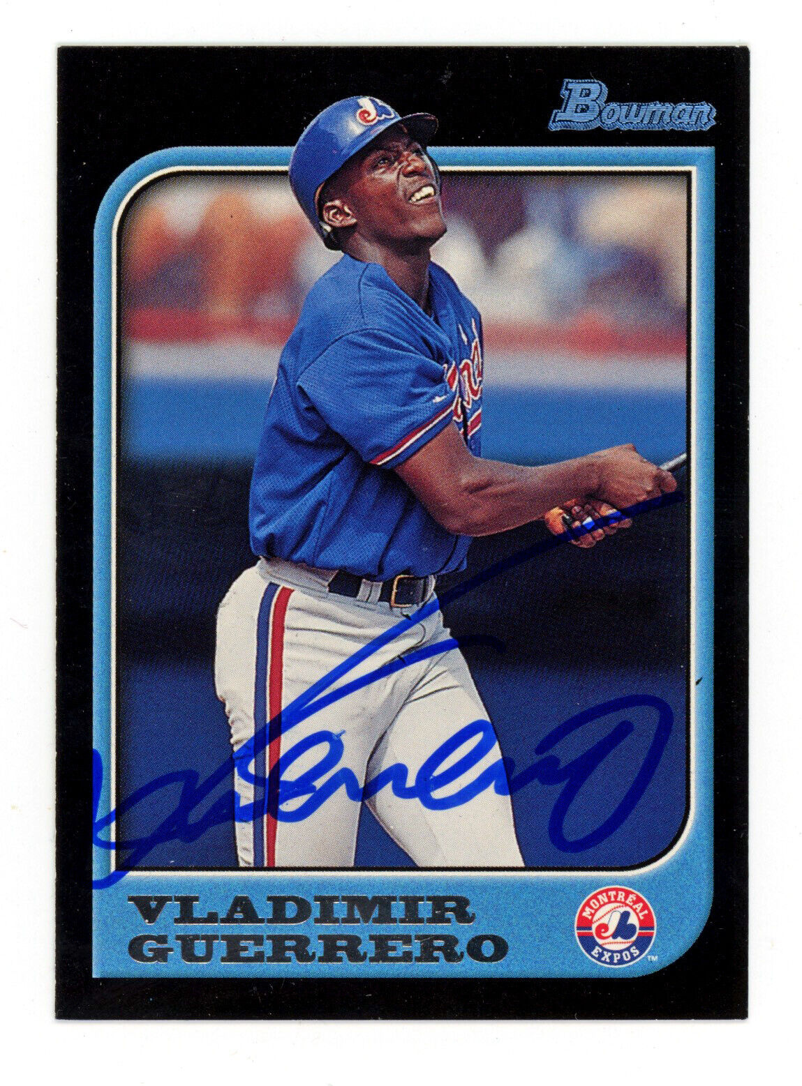 Vladimir Guerrero Signed 1997 Bowman Rookie Card #416 Auto with B&E Hologram