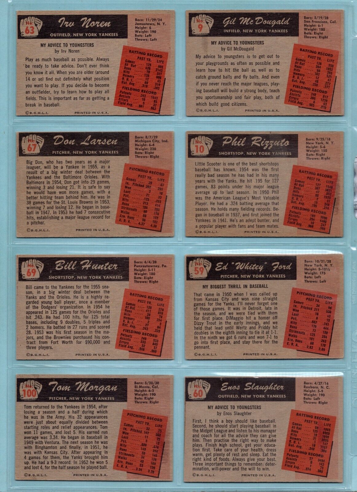 1955 Bowman Lot of 16 Different New York Yankees Baseball Cards VG - NM