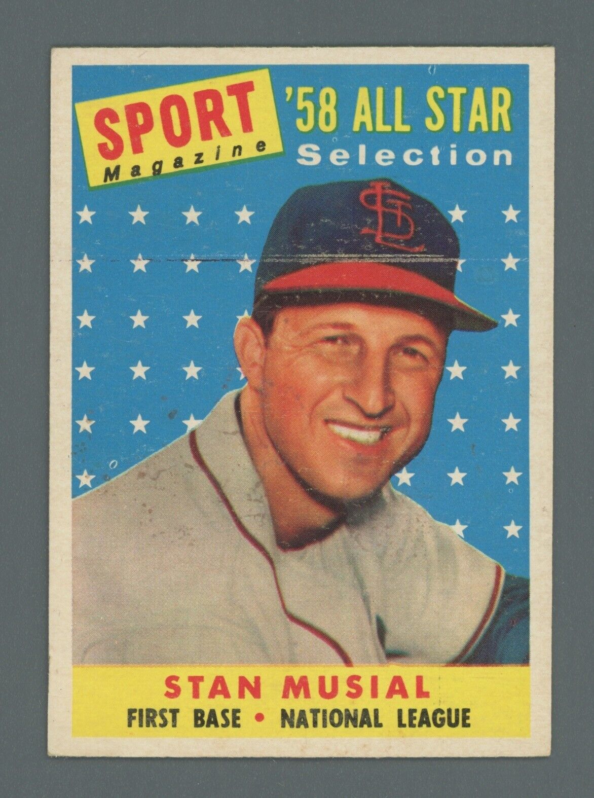 1958 Topps #476 Stan Musial All-Star St. Louis Cardinals Baseball Card E/M pl id