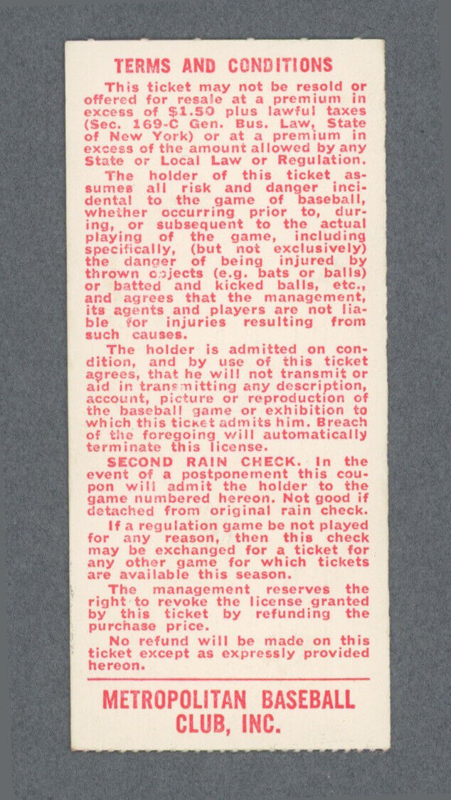 Aug 4, 1970 Chicago Cubs vs New York Mets • Ryan Shutout Win • Ticket Stub