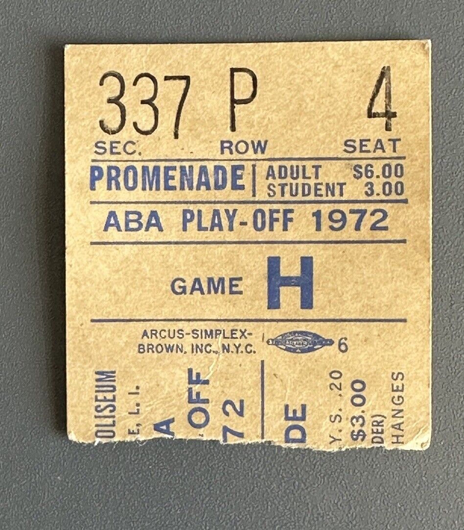 May 15 1972 New York Nets ABA Finals Game 4 Ticket Stub vs Indiana Pacers