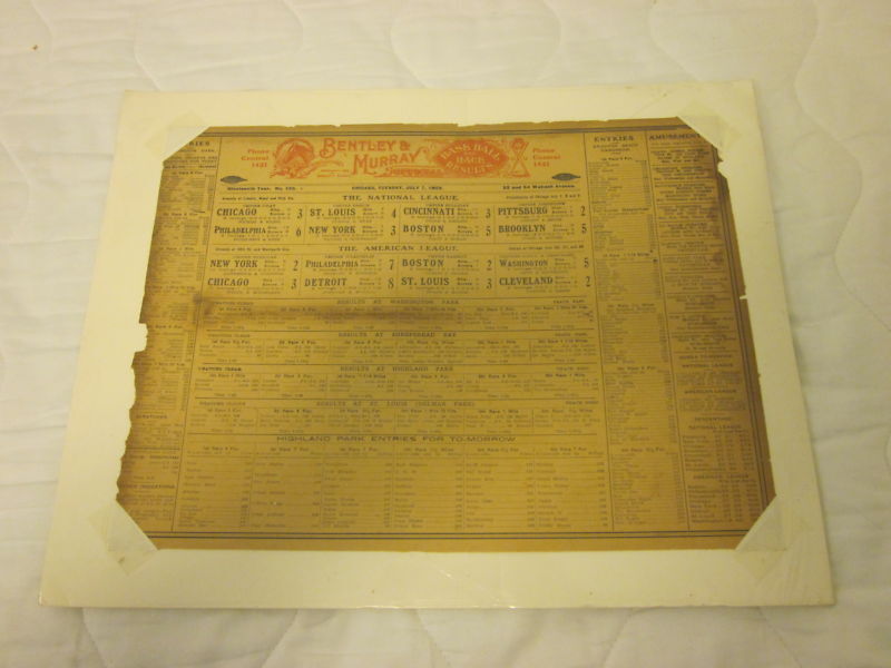 1903 Bentley & Murray Baseball Results Sheet