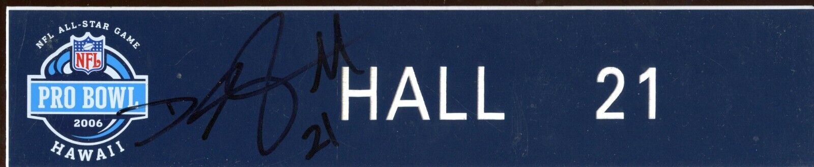 2006 NFL Pro Bowl DeAngelo Hall #21 Locker Room Name Plate Autographed