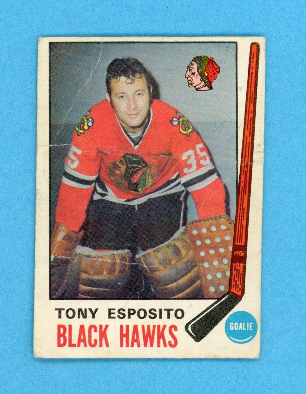 1969-70 OPC #138 Tony Esposito Chicago Black Hawks Rookie Hockey Card Low Grade