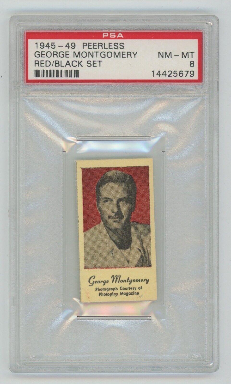 George Montgomery 1945-49 Peerless Red/Black • PSA 8 NM-MT