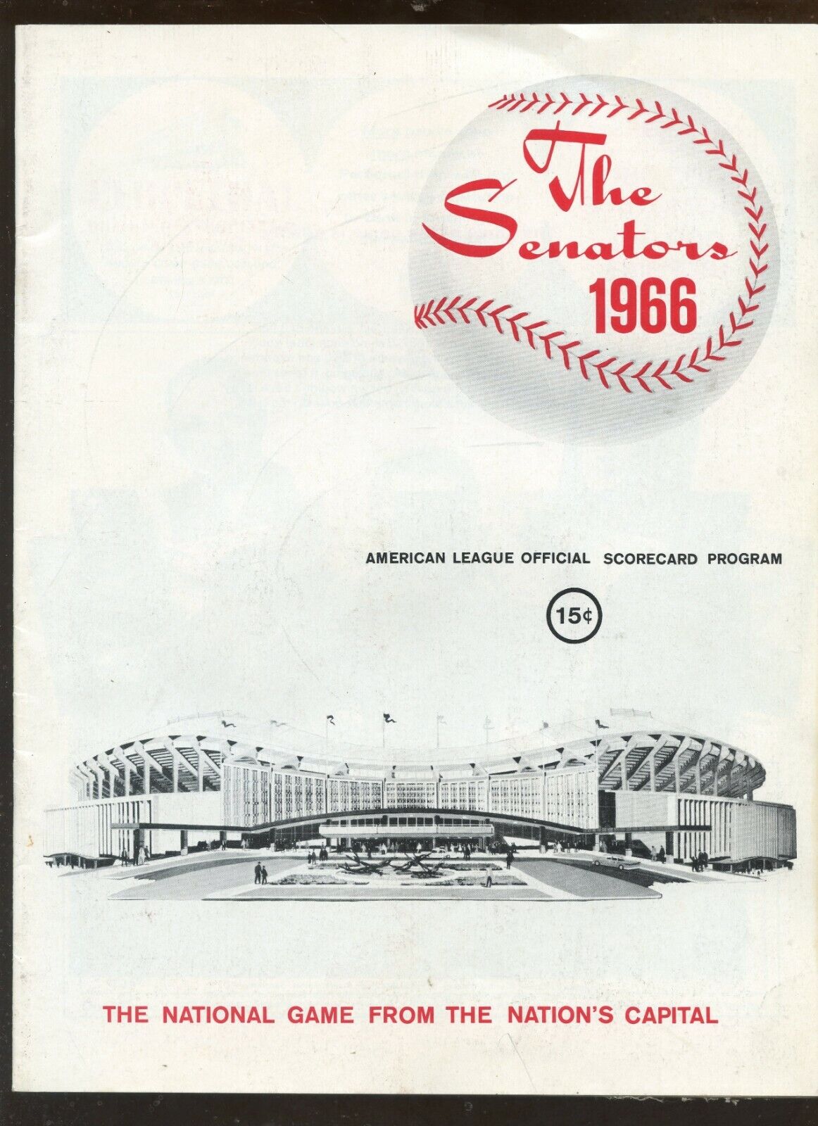 1966 MLB Program Cleveland Indians at Washington Senators EX