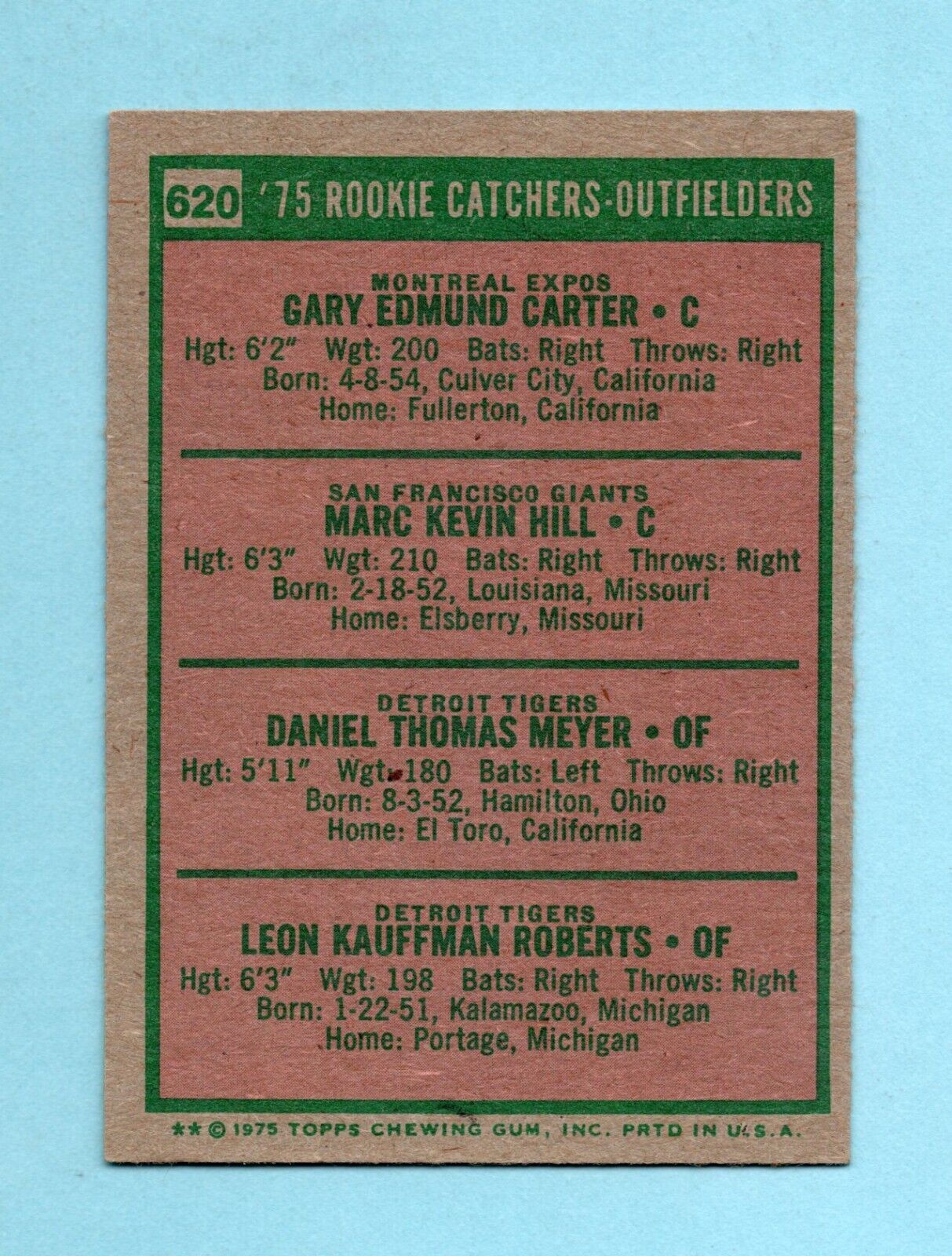 1975 Topps #620 Gary Carter & others Rookie Baseball Card NM