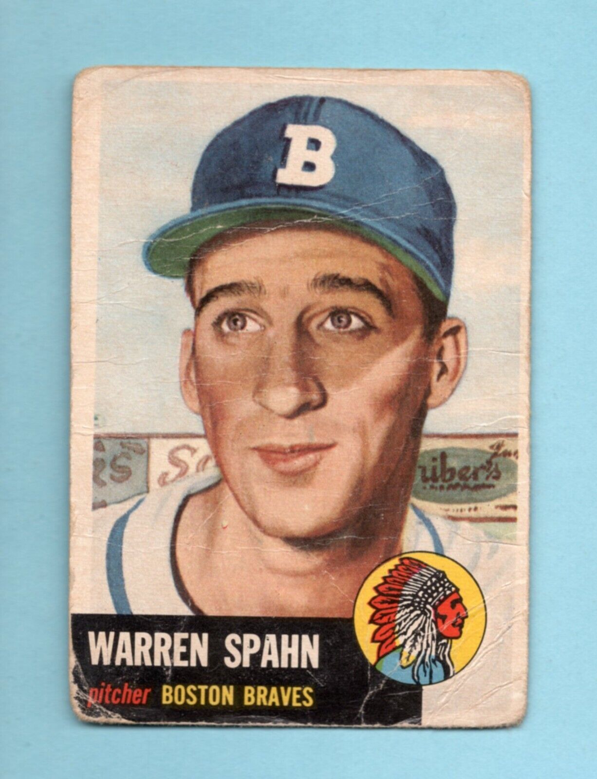 1953 Topps #147 Warren Spahn Boston Braves Baseball Card Low Grade