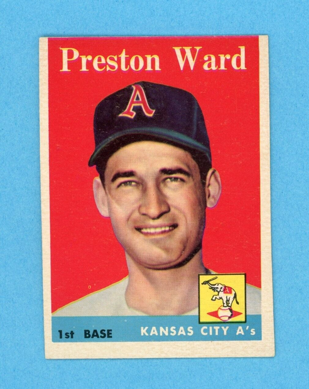 1958 Topps #450 Preston Ward Kansas City A's Baseball Card Ex/Mt o/c dia shp ind