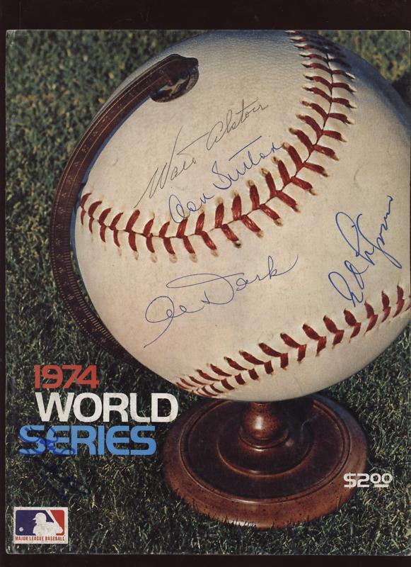 1974 Worlds Series Program 5 Autographs B & E Holo