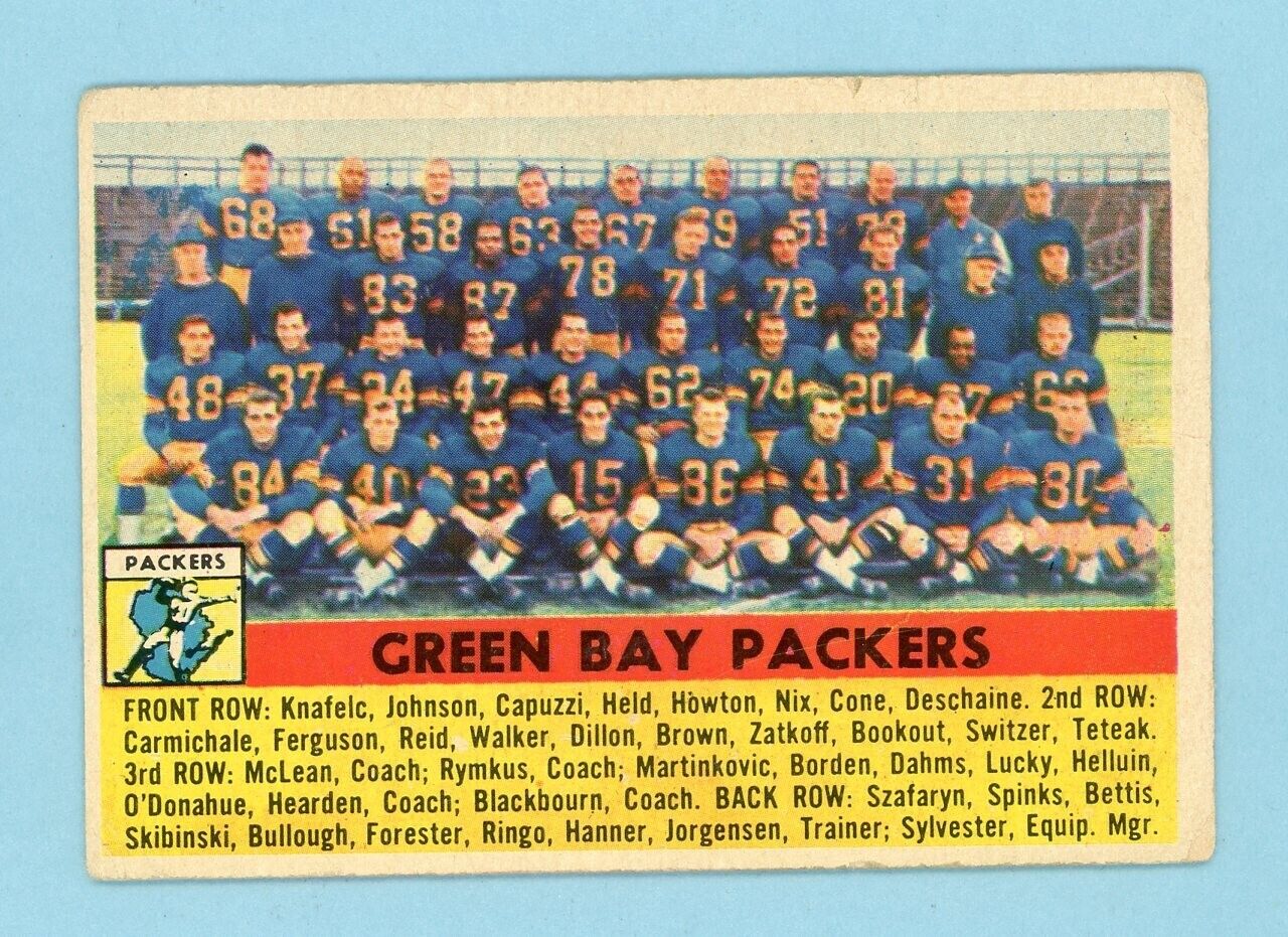 1956 Topps #7 Green Bay Packers Team Football Card VG wrk/chp