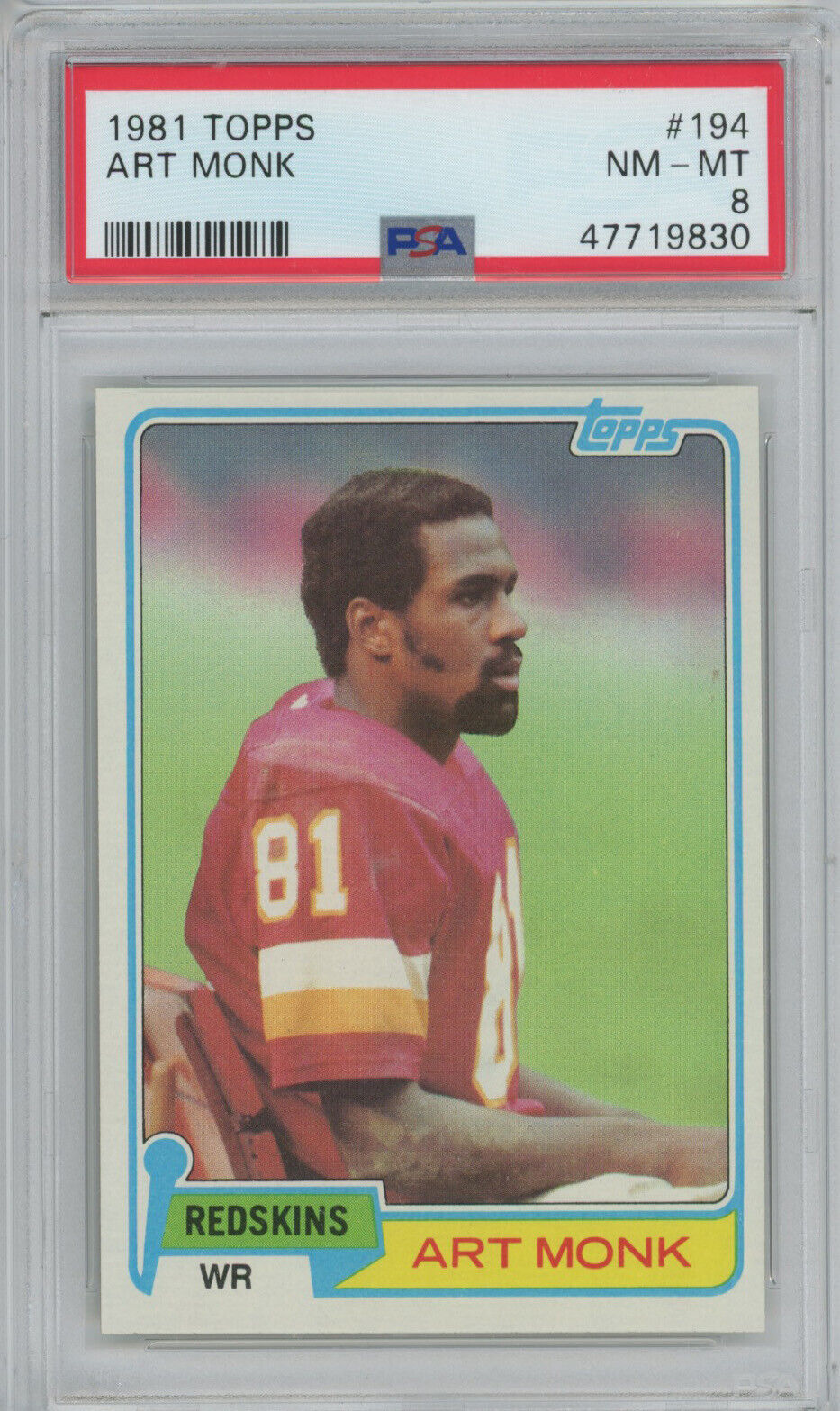 Art Monk Washington Redskins 1981 Topps ROOKIE Card #194 PSA 8 NM-MT