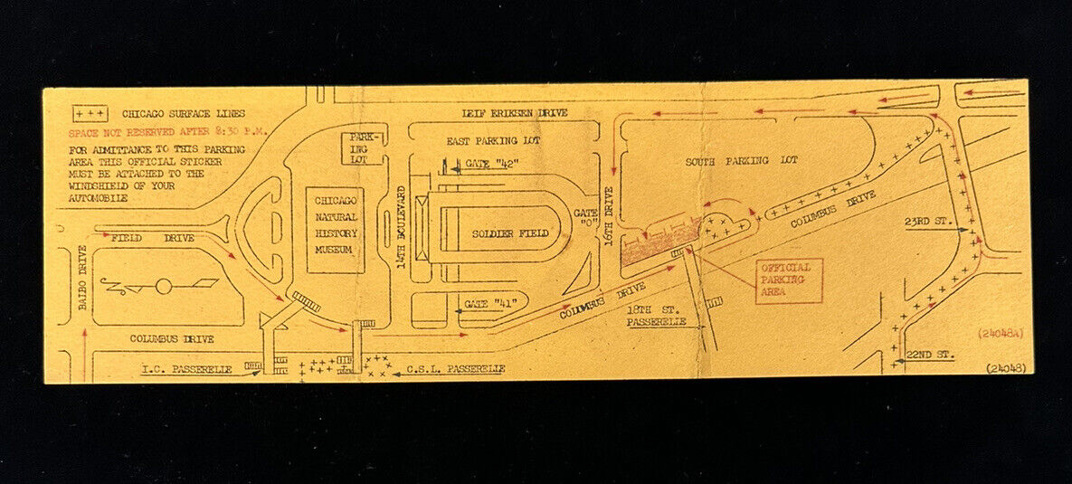 September 11, 1945 Chicago Bears / Wash. Redskins 4x14” DATED Official Car Sign