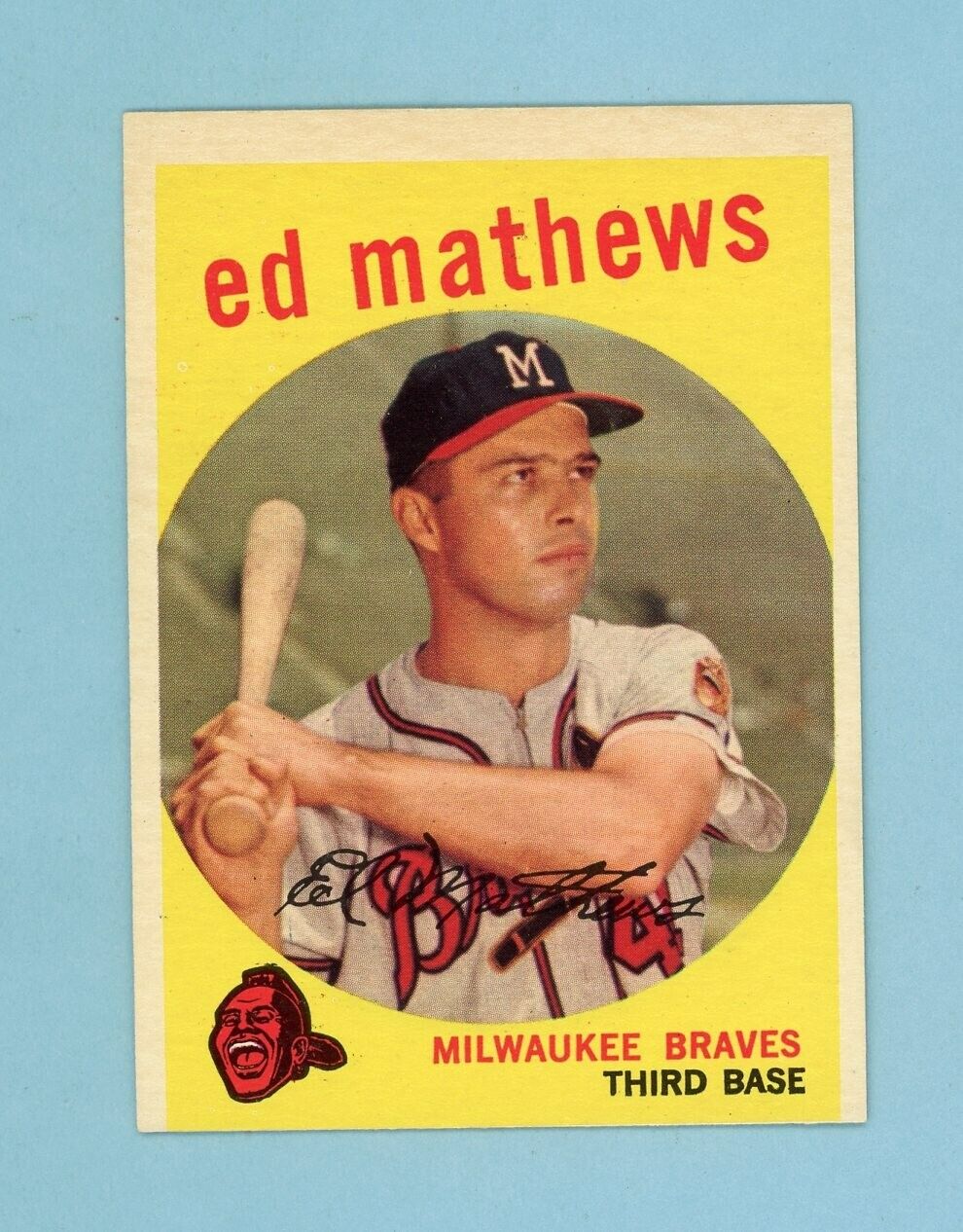 1959 Topps #450 Ed Mathews Milwaukee Braves Baseball Card NM o/c