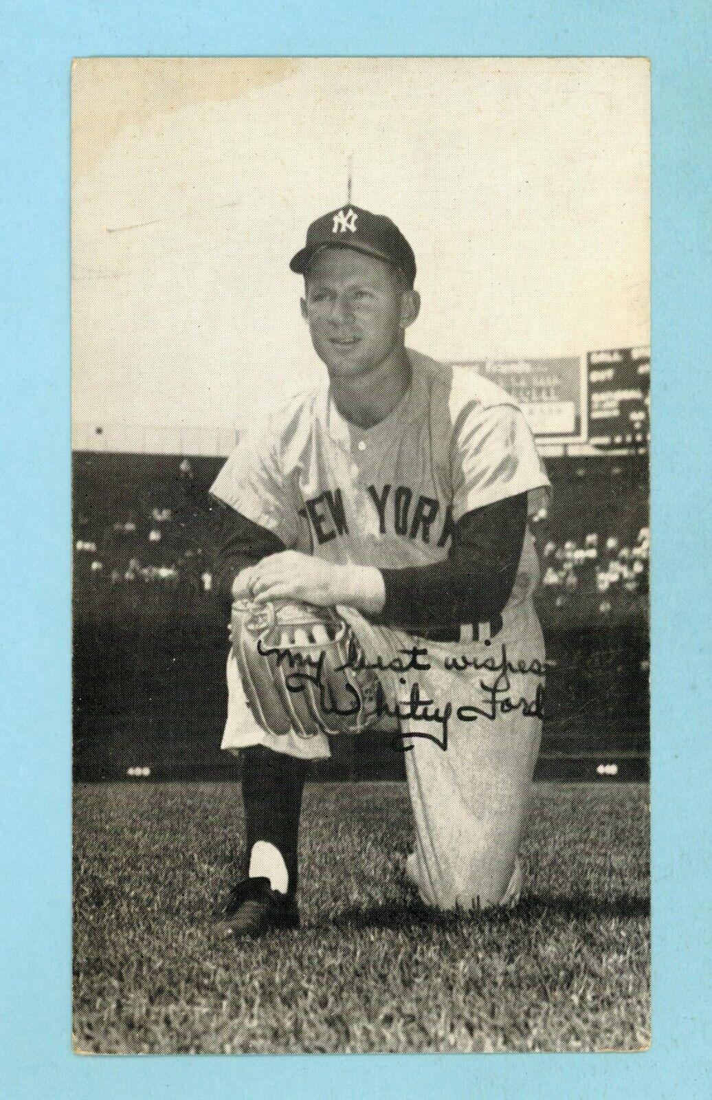 1950's J. D. McCarthy Postcard Whitey Ford New York Yankees Low Grade