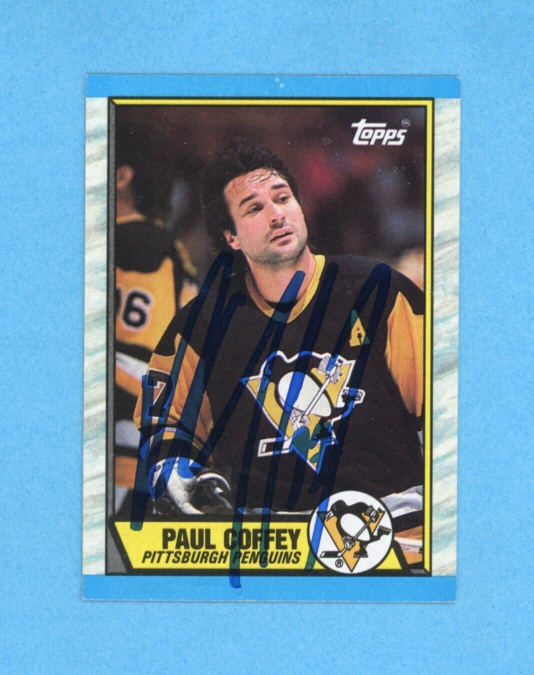 Paul Coffey Pittsburgh Penguins 1989-90 Topps #95 Autographed Hockey Card