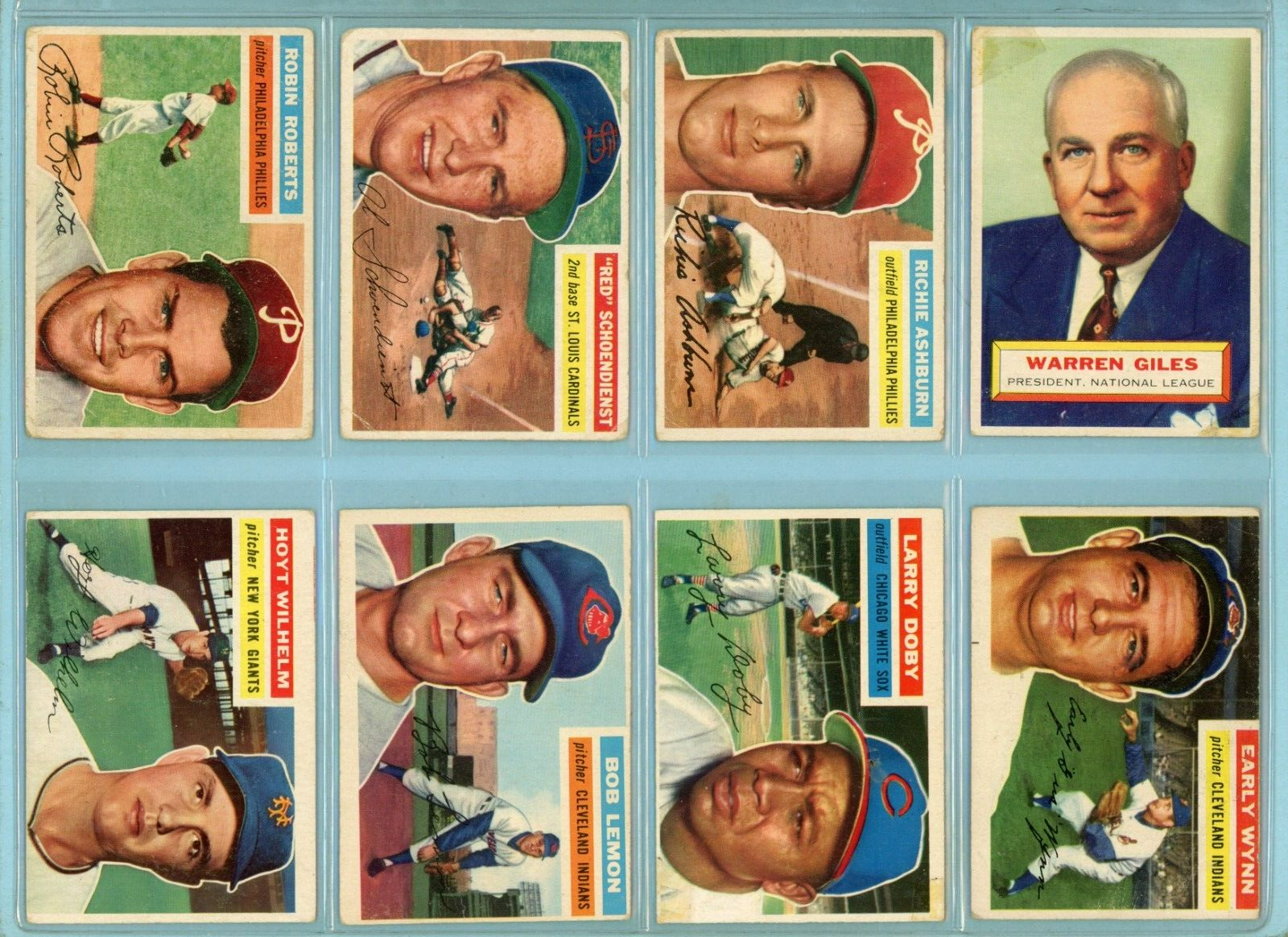 1956 Topps Lot of 8 Different Hall of Famer Baseball Cards Low Grade