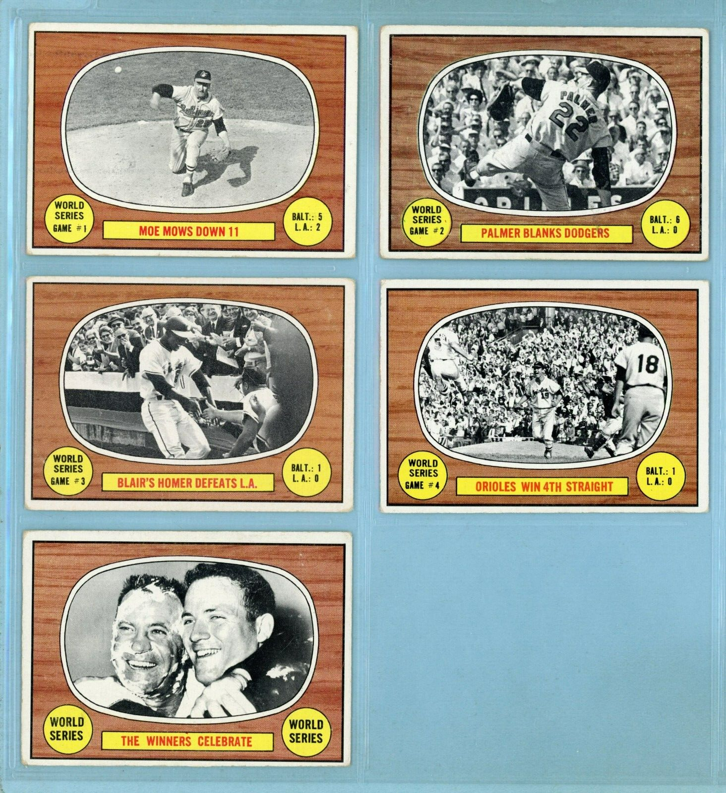 1967 Topps Set of 5 1966 World Series Special Baseball Cards VG - VG+