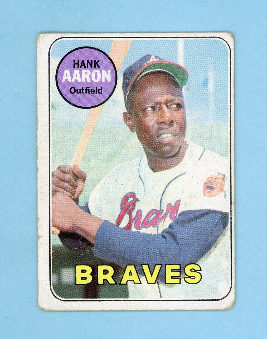 1969 Topps #100 Hank Aaron Atlanta Braves Baseball Card Low Grade