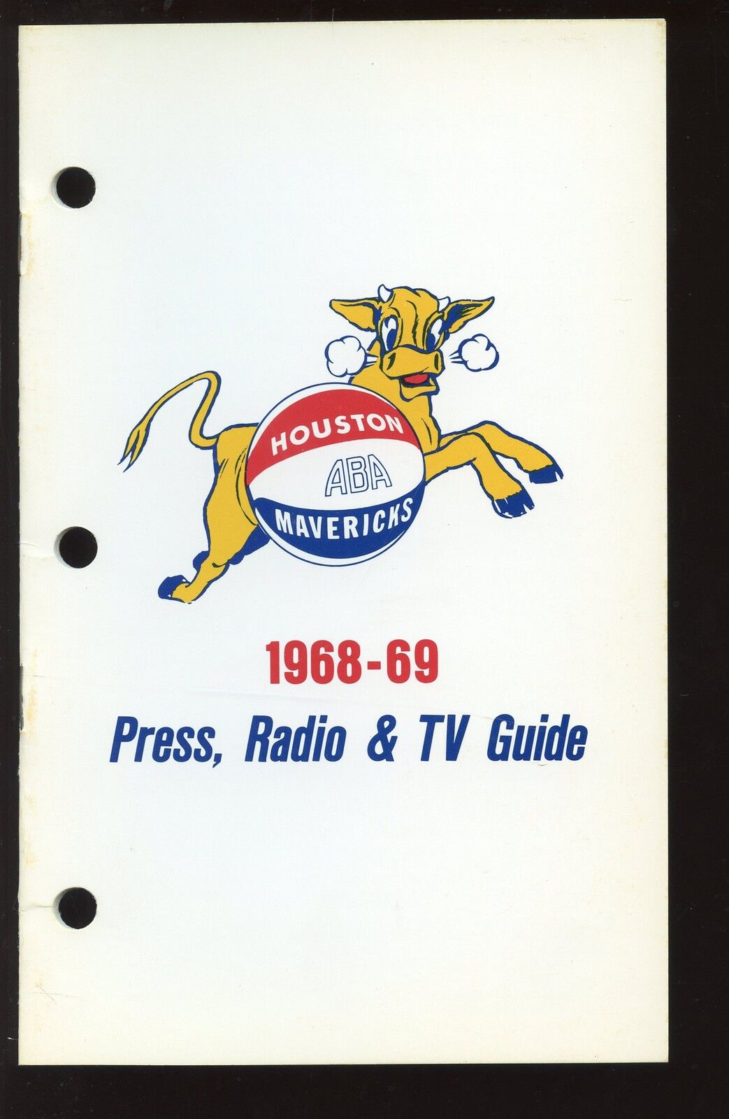 1968-1969 ABA Basketball Houston Mavericks Press Radio TV Media Guide