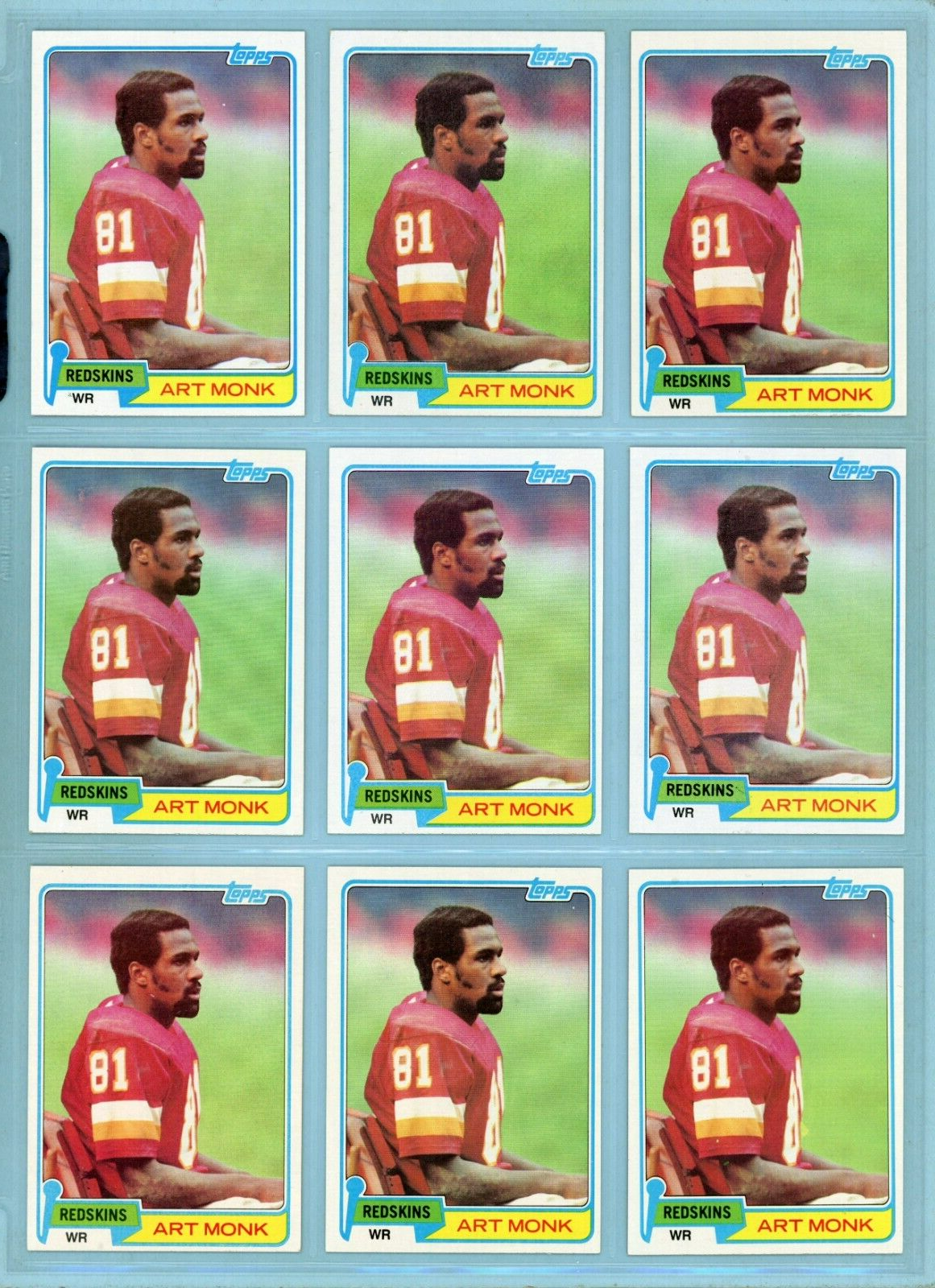 Lot of 9 1981 Topps #194 Art Monk Wash Redskins Rookie Football Cards EX+-NM