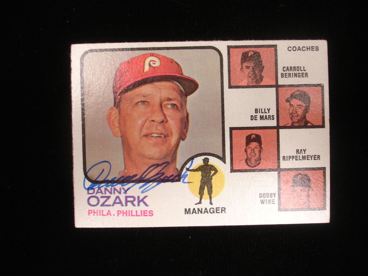 Danny Ozark Autographed 1973 Topps #486 Philadelphia Phillies Card