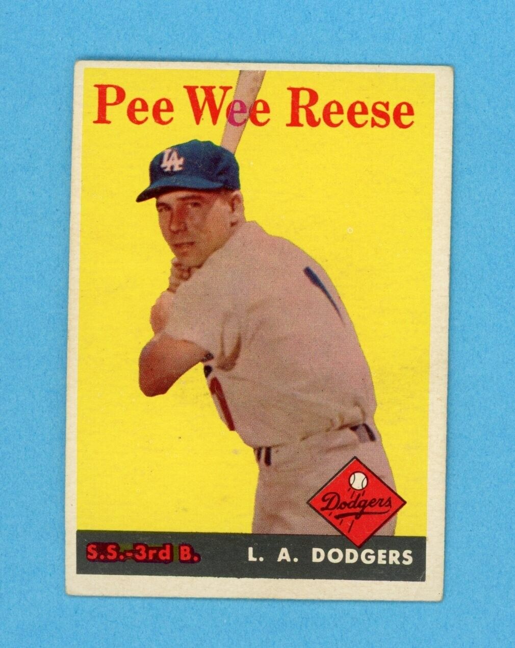 1958 Topps #375 Pee Wee Reese Los Angeles Dodgers Baseball Card Vg/Ex ap wrks