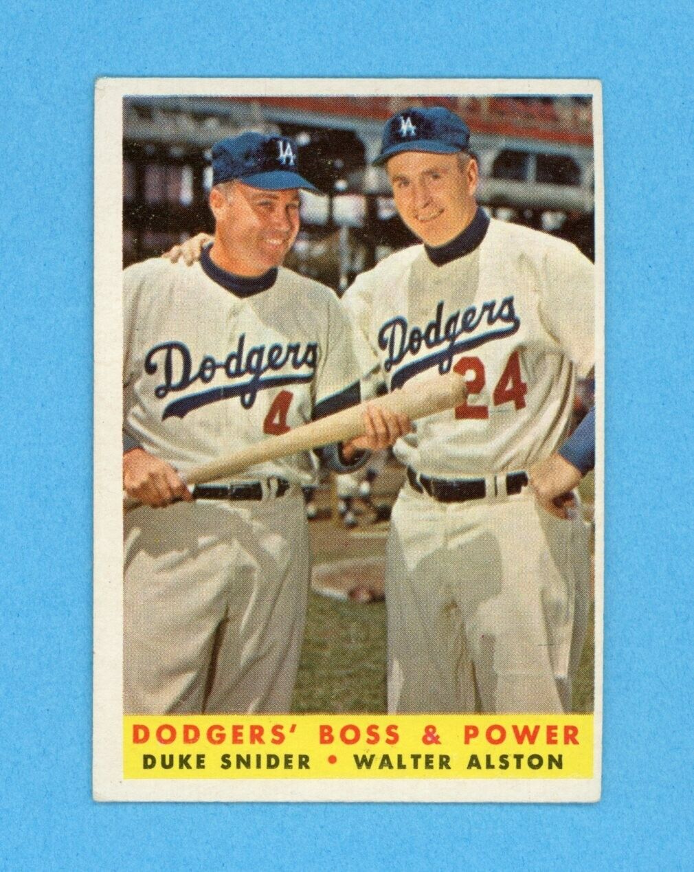 1958 Topps #314 Dodgers Boss & Power Snider, Alston Baseball Card EX ap wrk/cres